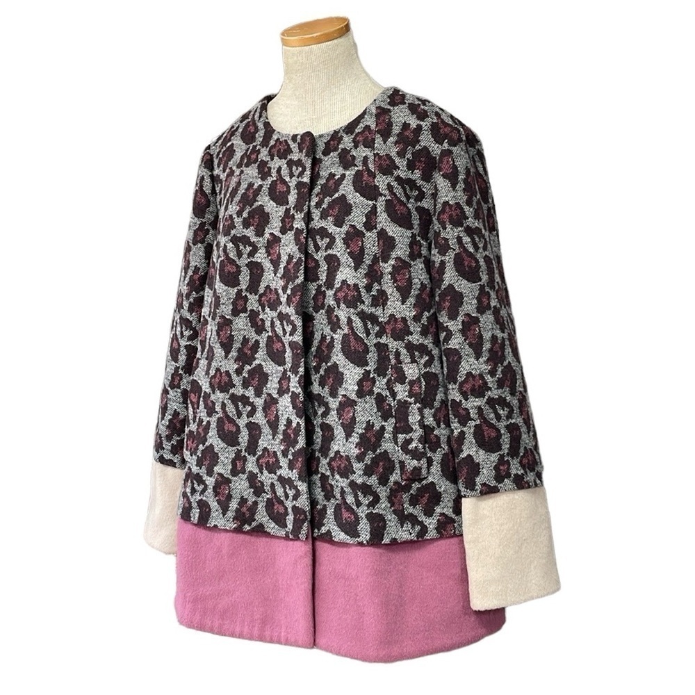 LOGO by Lori Goldstein Jacket Women's 16 Plus Grey Pink Cheetah Print - Picture 3 of 14